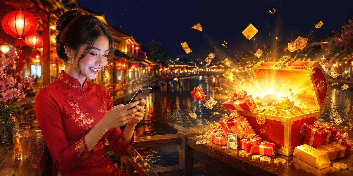 Người chơi xsdlat trên điện thoại tại chợ đêm Hà Nội với giao diện casino sống động